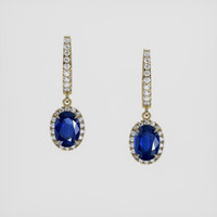 <span>2.04</span> <span class="tooltip-light">Ct.Tw.<span class="tooltiptext">Total Carat Weight</span></span> Blue Sapphire Earrings, 18K Yellow Gold 1