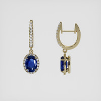 <span>2.04</span> <span class="tooltip-light">Ct.Tw.<span class="tooltiptext">Total Carat Weight</span></span> Blue Sapphire Earrings, 18K Yellow Gold 2