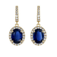2.57 Ct.Tw. Blue Sapphire Earrings, 18K Yellow Gold 1