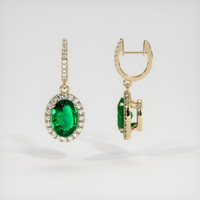 <span>2.10</span>&nbsp;<span class="tooltip-light">Ct.Tw.<span class="tooltiptext">Total Carat Weight</span></span> Emerald Earrings, 18K Yellow Gold 2