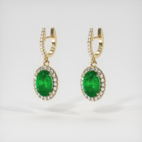 <span>2.10</span>&nbsp;<span class="tooltip-light">Ct.Tw.<span class="tooltiptext">Total Carat Weight</span></span> Emerald Earrings, 18K Yellow Gold 3