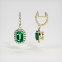 <span>2.46</span>&nbsp;<span class="tooltip-light">Ct.Tw.<span class="tooltiptext">Total Carat Weight</span></span> Emerald Earrings, 18K Yellow Gold 2