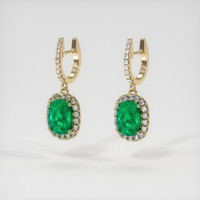 <span>2.46</span>&nbsp;<span class="tooltip-light">Ct.Tw.<span class="tooltiptext">Total Carat Weight</span></span> Emerald Earrings, 18K Yellow Gold 3