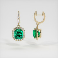 3.63 Ct.Tw. Emerald Earrings, 18K Yellow Gold 2