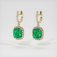 3.63 Ct.Tw. Emerald Earrings, 18K Yellow Gold 3