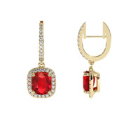 3.17 Ct.Tw. Ruby Earrings, 18K Yellow Gold 2