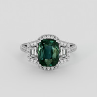 3.05 Ct. Bluish Green Sapphire Ring, Platinum 950 1