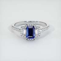 0.89 Ct. Blue Sapphire Ring, 14K White Gold 1