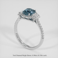 2.02 Ct. Greenish Blue Sapphire Ring, 14K White Gold 2