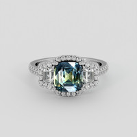 3.02 Ct. Bi Color / Parti Sapphire Ring, 14K White Gold 1