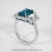 3.06 Ct. Greenish Blue Sapphire Ring, 14K White Gold 2