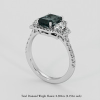 2.08 Ct. Bluish Green Sapphire Ring, 18K White Gold 2
