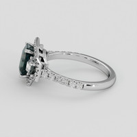 2.08 Ct. Bluish Green Sapphire Ring, 18K White Gold 4