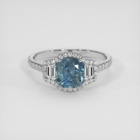 2.02 Ct. Greenish Blue Sapphire Ring, 18K White Gold 1