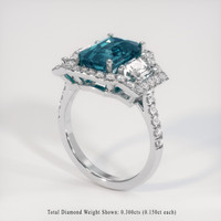 3.06 Ct. Greenish Blue Sapphire Ring, 18K White Gold 2