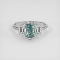2.29 Ct. Bluish Green Sapphire Ring, 18K White Gold 1