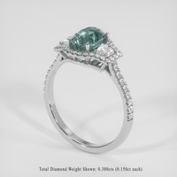 2.29 Ct. Bluish Green Sapphire Ring, 18K White Gold 2