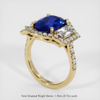 4.43 Ct. Blue Sapphire Ring, 18K Yellow Gold 2