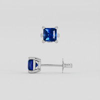 <span>0.99</span> <span class="tooltip-light">Ct.Tw.<span class="tooltiptext">Total Carat Weight</span></span> Blue Sapphire Earrings, 18K White Gold 2