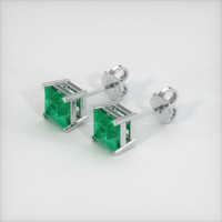 <span>0.87</span>&nbsp;<span class="tooltip-light">Ct.Tw.<span class="tooltiptext">Total Carat Weight</span></span> Emerald Earrings, 18K White Gold 2