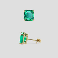 <span>3.43</span>&nbsp;<span class="tooltip-light">Ct.Tw.<span class="tooltiptext">Total Carat Weight</span></span> Emerald Earrings, 18K Yellow Gold 2