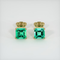 <span>0.80</span>&nbsp;<span class="tooltip-light">Ct.Tw.<span class="tooltiptext">Total Carat Weight</span></span> Emerald Earrings, 18K Yellow Gold 1