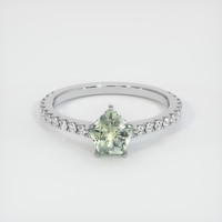 0.81 Ct. Bluish Green Sapphire Ring, 14K White Gold 1