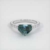 2.59 Ct. Bluish Green Sapphire Ring, 18K White Gold 1