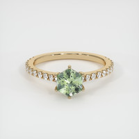 0.89 Ct. Green Sapphire Ring, 14K Yellow Gold 1