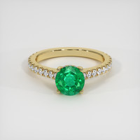 1.26 Ct. Emerald Ring, 18K Yellow Gold 1
