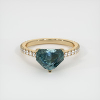 2.59 Ct. Bluish Green Sapphire Ring, 18K Yellow Gold 1
