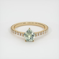 0.81 Ct. Bluish Green Sapphire Ring, 18K Yellow Gold 1