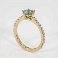 0.81 Ct. Bluish Green Sapphire Ring, 18K Yellow Gold 2
