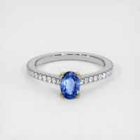 0.59 Ct. Blue Sapphire Ring, 14K Yellow & White 1