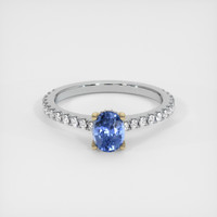 0.82 Ct. Blue Sapphire Ring, 14K Yellow & White 1