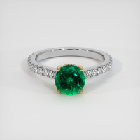 1.20 Ct. Emerald Ring, 18K Yellow & White 1
