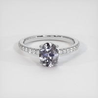 1.27 Ct. Bluish Grey Sapphire Ring, Platinum 950 1