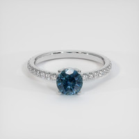 0.95 Ct. Greenish Blue Sapphire Ring, 10K White Gold 1