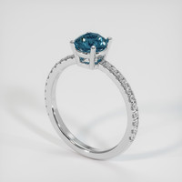 0.95 Ct. Greenish Blue Sapphire Ring, 10K White Gold 2