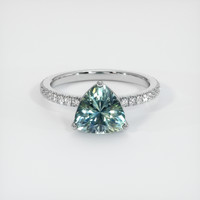 1.72 Ct. Bluish Green Sapphire Ring, 18K White Gold 1