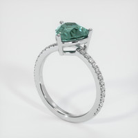 1.72 Ct. Bluish Green Sapphire Ring, 18K White Gold 2