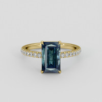 3.10 Ct. Greenish Blue Sapphire Ring, 10K Yellow Gold 1