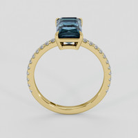 3.10 Ct. Greenish Blue Sapphire Ring, 14K Yellow Gold 3