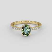1.08 Ct. Green Sapphire Ring, 14K Yellow Gold 1