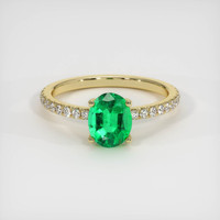 0.94 Ct. Emerald Ring, 18K Yellow Gold 1