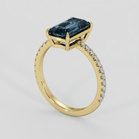 3.10 Ct. Greenish Blue Sapphire Ring, 18K Yellow Gold 2