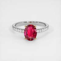 2.03 Ct. Ruby Ring, 14K Yellow & White 1