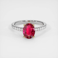 2.03 Ct. Ruby Ring, 18K Yellow & White 1