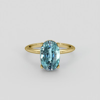 4.70 Ct. Greenish Blue Aquamarine Ring, 14K Yellow Gold 1