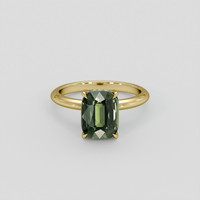 4.05 Ct. Green Sapphire Ring, 14K Yellow Gold 1